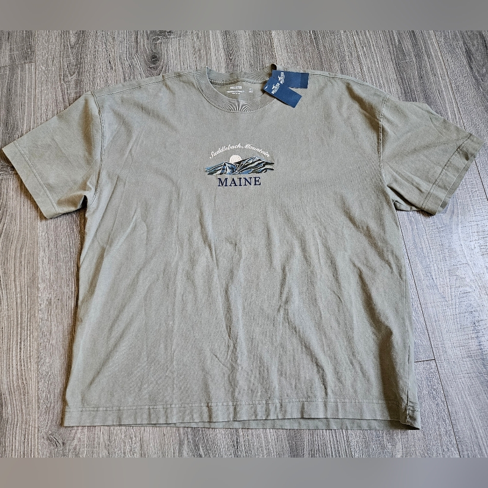 NWT Hollister Men's Short Sleeve Heavy Weight Boxy Fit Maine Tee Shirt XXL
